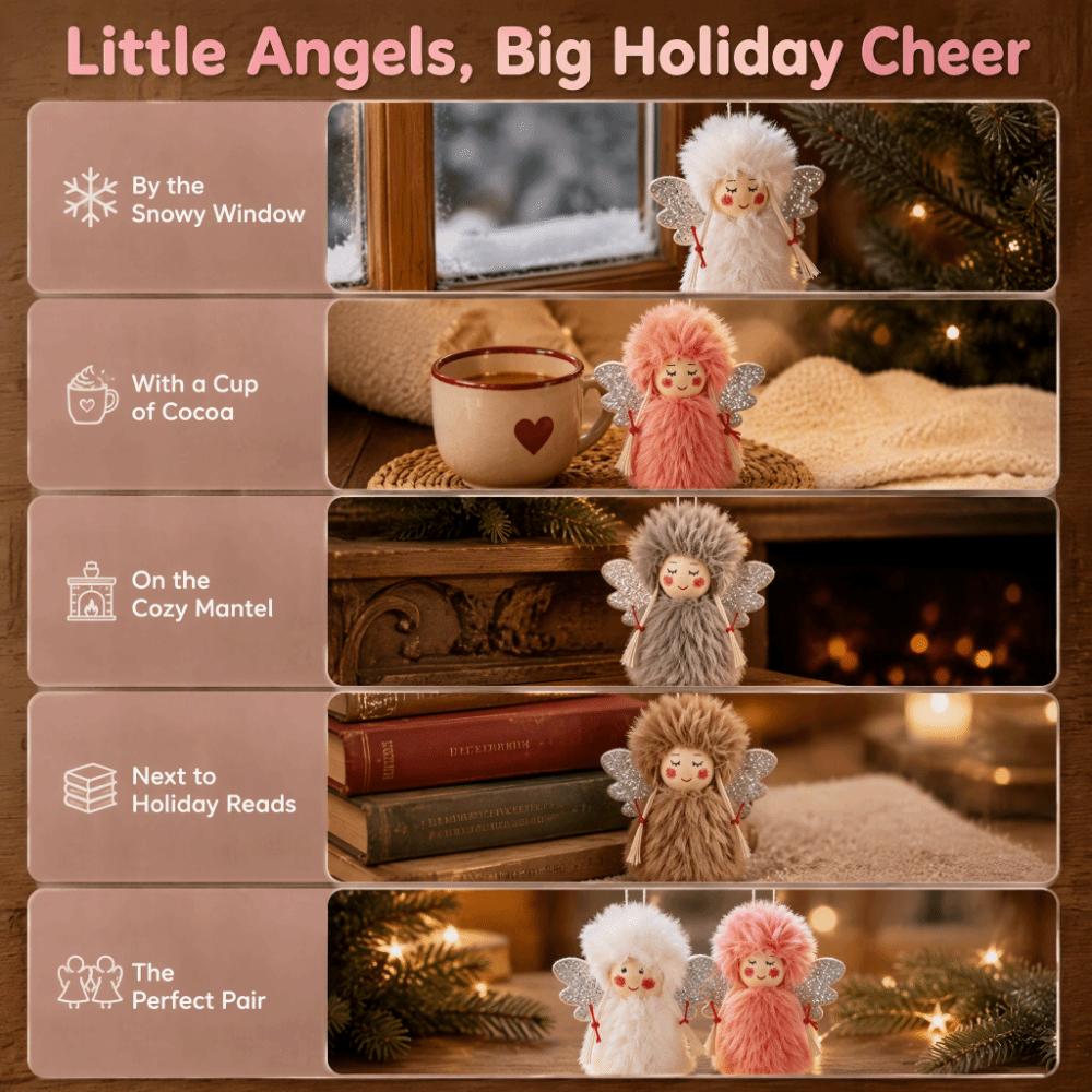 2PCS Soft Christmas Tree Hanging Ornament Cartoon Short Plush Doll Decoration  Holiday