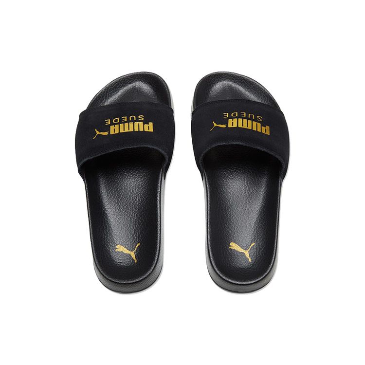 Puma Leadcat Suede Slide Black Team Gold Unisex Sneakers 365758-01