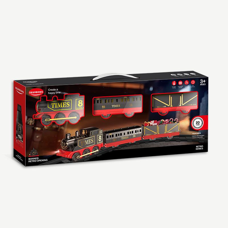 Рождественский поезд, игрушечный трек с электрическим звуком и светом, костюм для сращивания, подарок для мальчика, трековый поезд