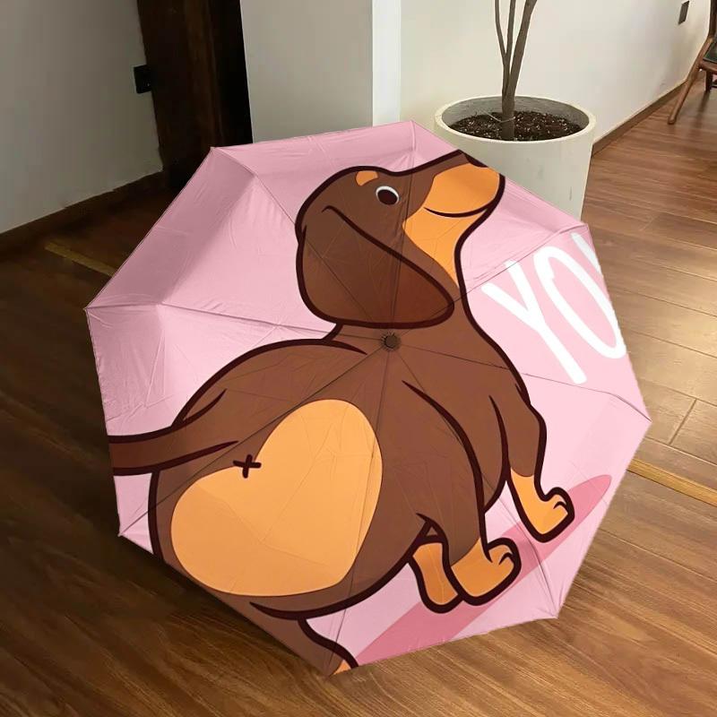 1pc Dachshund Heart Love Pet Umbrella with Plastic Handle,Suitable for All Seasons Home Travel Outdoor UmbrellaDD324