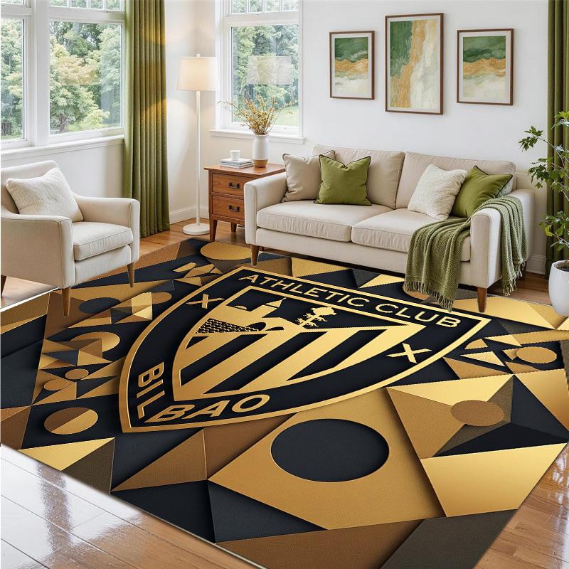 Athletic Bilbao Football Design Crystal Velvet Rug Soft Decorative Mat for Bedroom Entrance