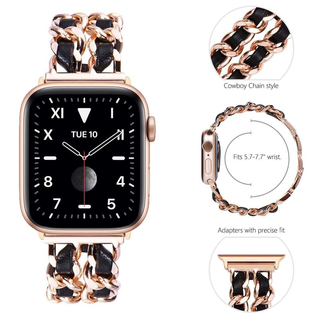 Браслет с кубинскими звеньями для Apple Watch, ремешок 40 мм, 41 мм, 38 мм, 44 мм, 45 мм, 42 мм, трендовый металлический браслет, браслет iWatch серии 3, 4, 5, 6, se 7, ремешок