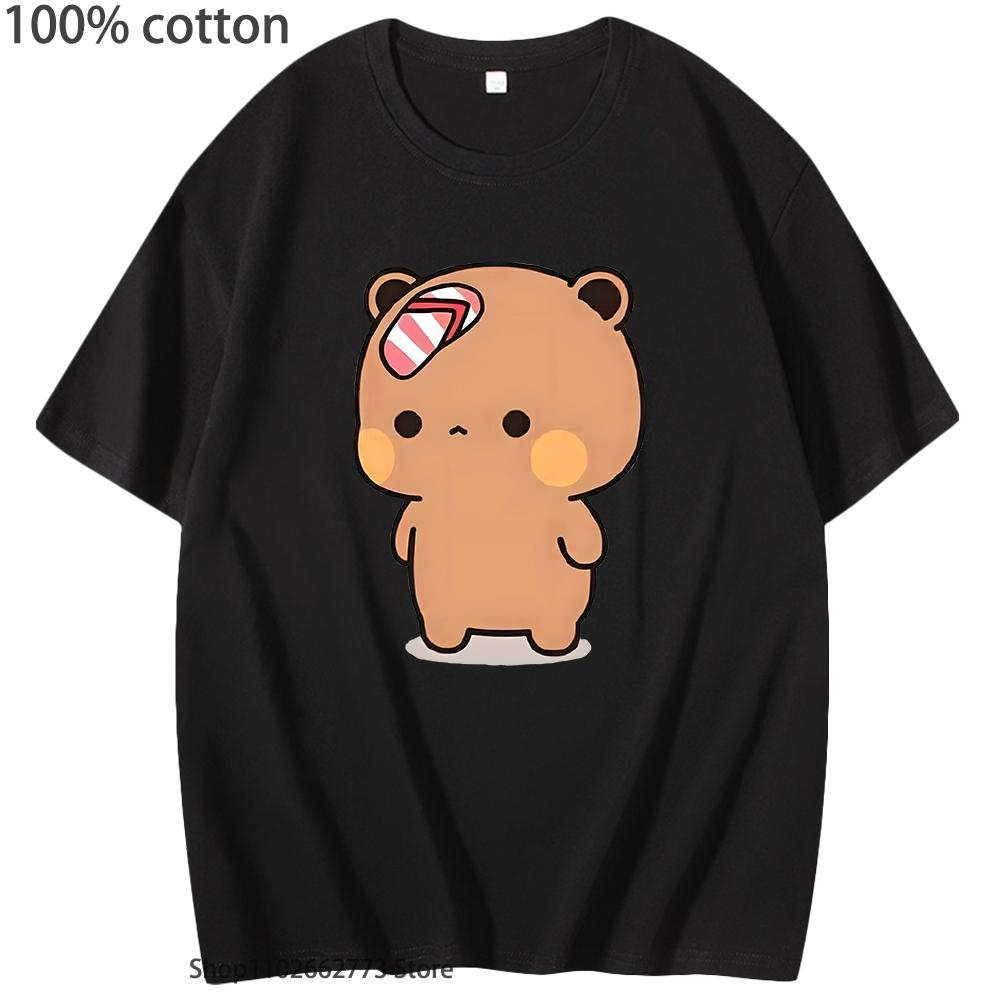 Милый Дуду бросал шлепанцы футболки из-за того, что Бубу его дразнил. Графическая футболка с Бубу. Кавайный панда. Женские и мужские хлопковые футболки.