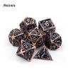 7 Pcs Coppery Black Dragon Metal Dice Hollow Metal Polyhedral Dice Set Suitable for Role-Playing RPG  Board Game Card Game