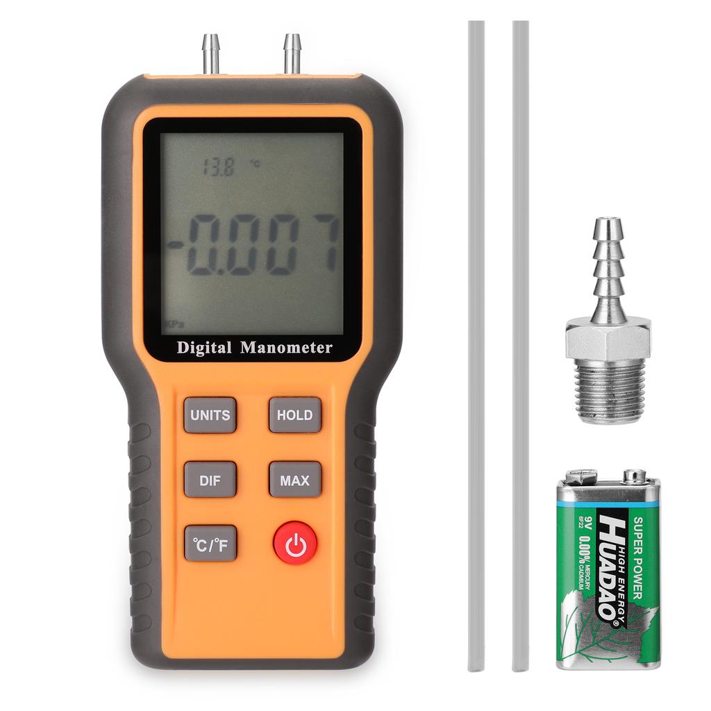 Digital Manometer LCD Display  Celsius   Fahrenheit  Switchable 12 Pressure Units Adjustable Indoor Temperature KTY