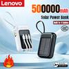 Lenovo Солнечная Power Bank 500000 мАч Высокая емкость Быстрая зарядка Встроенные 4 кабеля Powerbank Наружный запасной аккумулятор Для всех телефонов