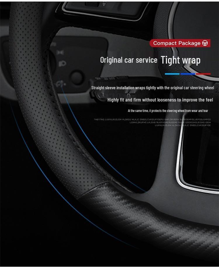 Compatible Baojun Steering Wheel Cover - Genuine Leather & Carbon Fiber for 730, 510, 560, 310W, 530, 630, 360, RS5 Models