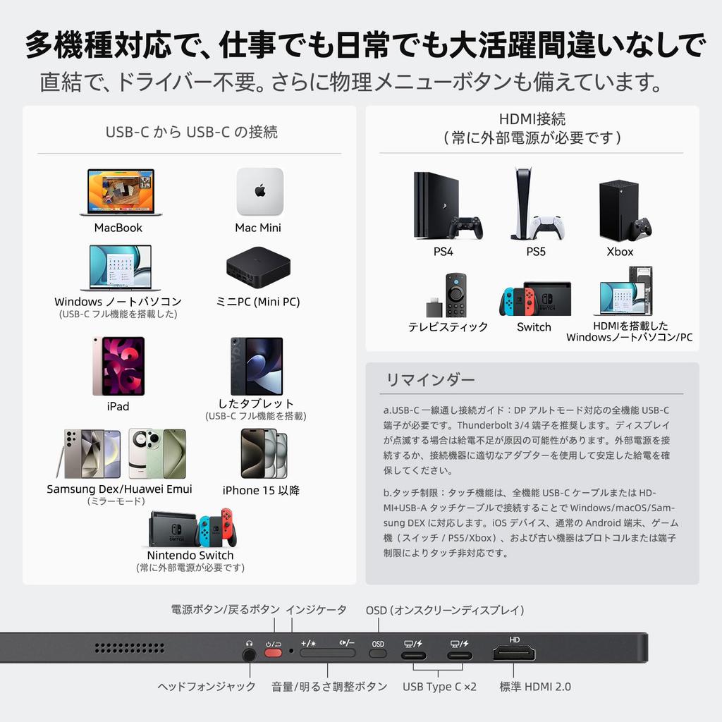 Intehill Mobile Monitor Inch 4K X P3 Wide Color Gamut 4K Touch Panel with Support Stylus Support Pressure 500 Nits High Brightness Mobile Monitor