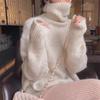 Mink Velvet Turtleneck Soft Waxy New Mohair Sweater Retro Lazy Style Knitted Sweater Autumn and Winter Wear