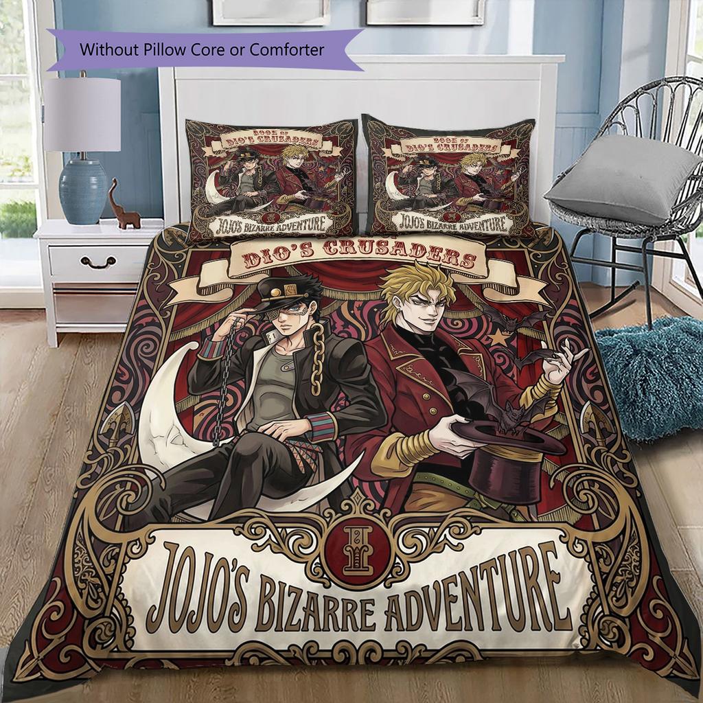Jojo'S Bizarre Adventure Pattern Bedding Quilt Set Quilt Cover Pillowcase Home Birthday Gift(1 * duvet cover + 2 * pillowcase, without core)