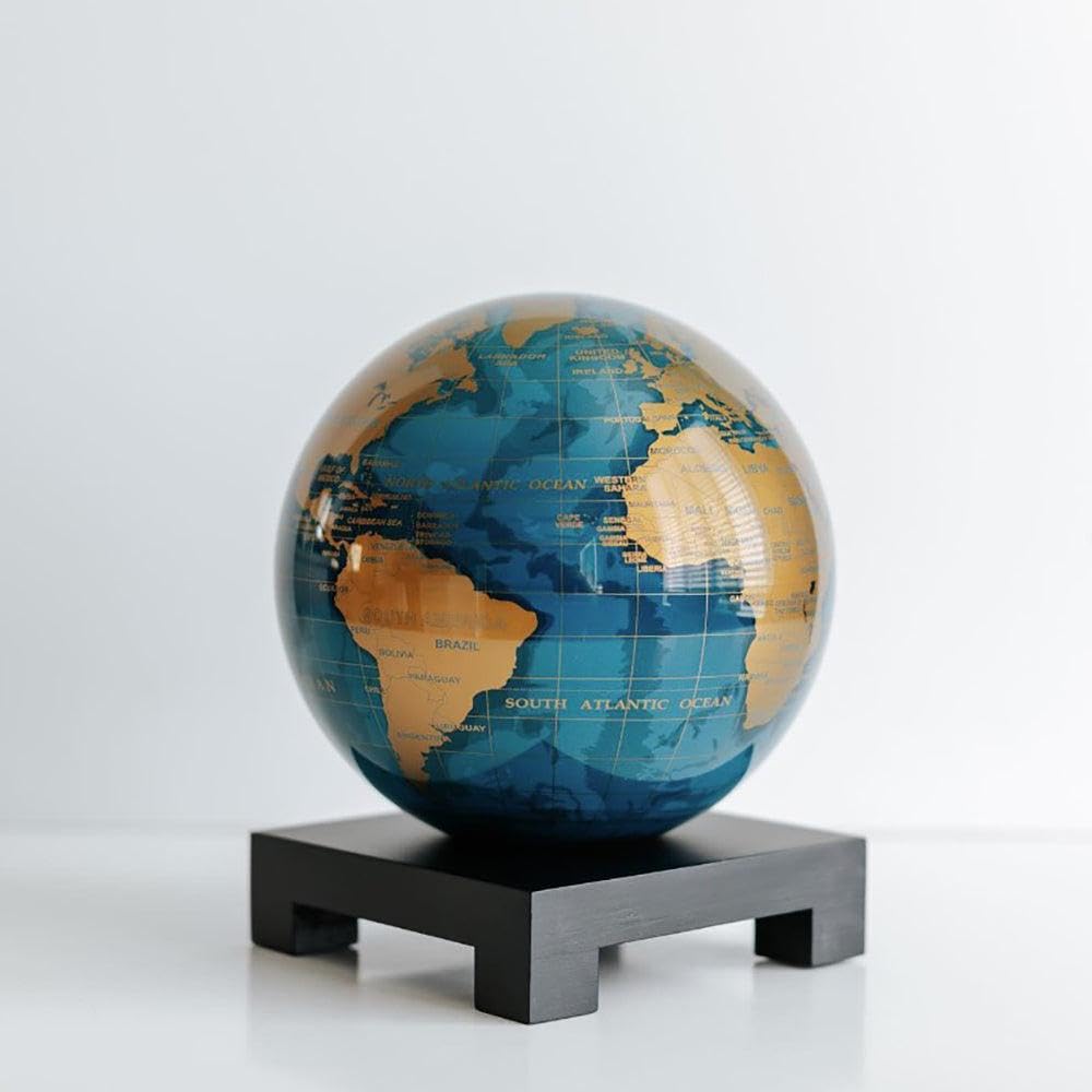 MOVA Globe L World Map Series Blue Gold L With Base L No Power Auto Rotating Globe with Indoor and Natural Light L Office Desktop Decoration Unique