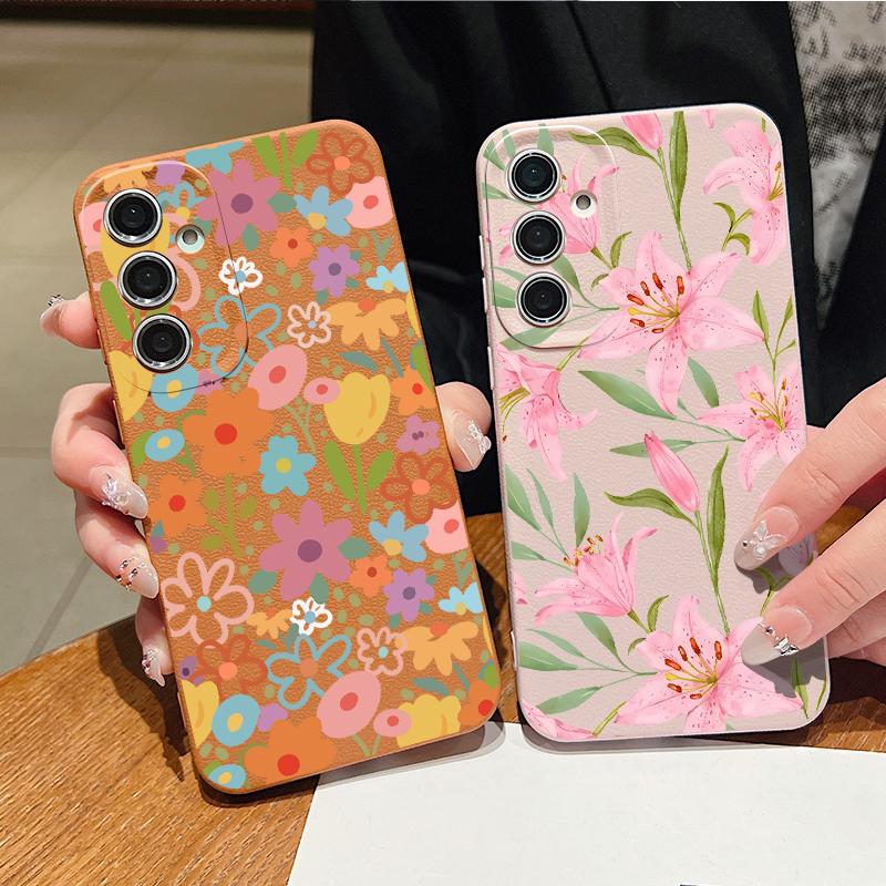 Чехол с принтом белых цветов для Samsung A18 A57 A37 A17 A56 A36 A26 A16 A55 A35 A25 A15 A54 S21 FE S22 S23 S24 Plus S25 S26 Ultra Силиконовый чехол