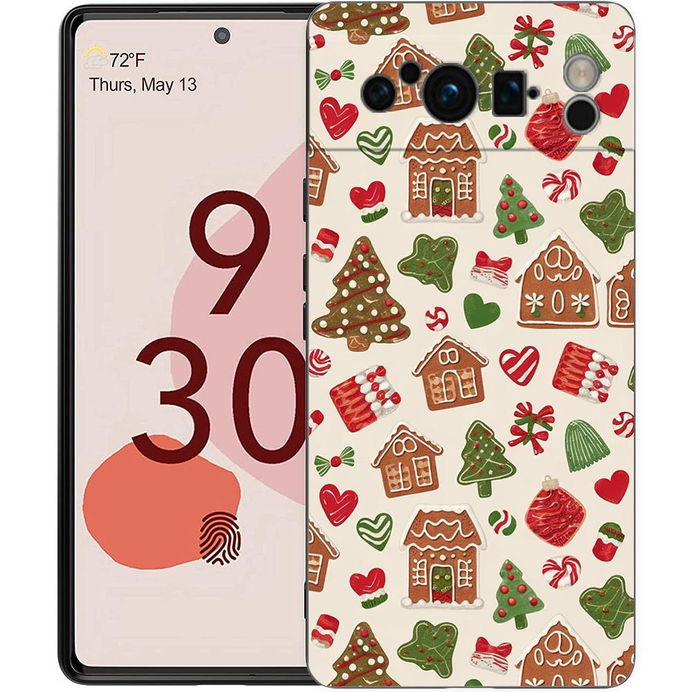 Мультяшный рождественский чехол для телефона Google Pixel 9 8 9A 8A 7 7A 6 Pro XL 6A 5G, черный, мягкая задняя панель, роскошная TPU крышка