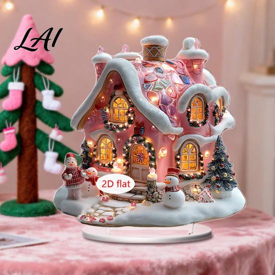 Decorative Acrylic Signs 2D Christmas Angel Figurine with Warm LED Lights Glowing Holiday Tabletop Lighted Decor for Home Living Room Desk