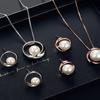 Женщины Искусственный жемчуг Круглый кулон Ожерелье Серьги-гвоздики Свадебная вечеринка Комплект ювелирных изделий