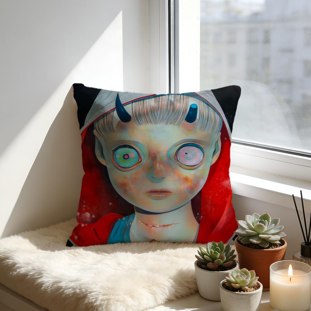 Hikari Shimodacute Boy HHikari Shimoda IllustrationS Cushion Cover Cozy Velvet Throw PillowSoft Warm Cushion For Sofa Bed