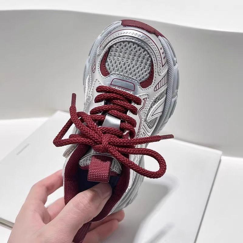 Kids Running Sneakers Boys Girls Breathable Lightweight Casual Shoes Red Gray