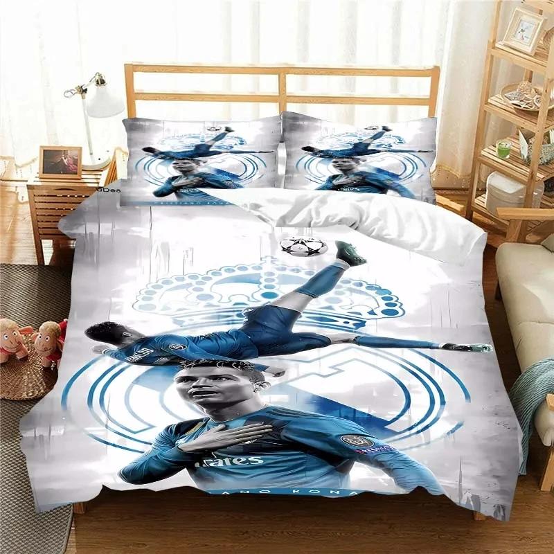 Football Star CR7 Soccer Bedding Set Boys Girls Twin Queen Size Duvet Cover Pillowcase Bed Boys Adult Fashion Home Textileextile