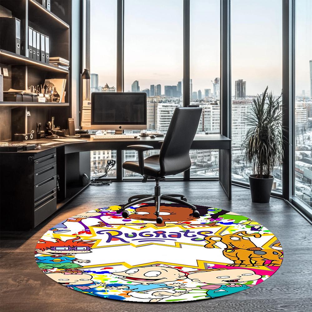 Rugrats Printed Round Rug Carpet Chair Rug Area Rug Entryway Doormats,for Office Chair Living Room Bedroom Kitchen Room.