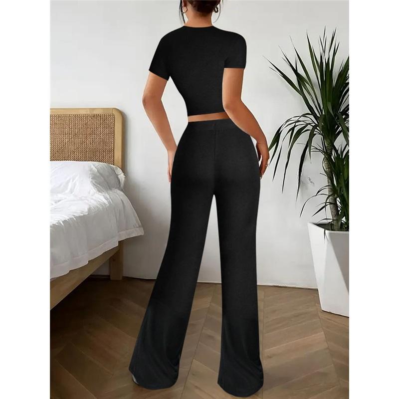 Женские брюки, повседневные, спортивные, узкие, с высокой талией, с короткими рукавами, футболка