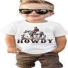 SOFEON Футболка с коротким рукавом для мальчика, малыша, с надписью Howdy, ковбойским принтом, в стиле вестерн, для детей, смешная, летняя