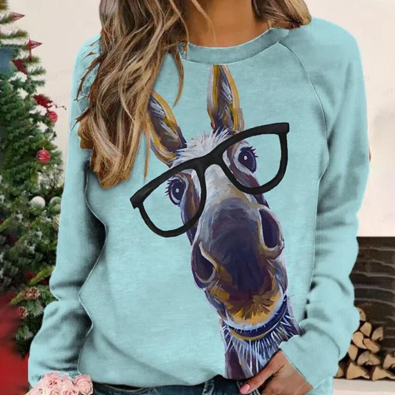Butterfly Print Sweatshirt 3D Animal Printed Round Neck Long Sleeve Hoodie Women Fashion Giraffe Hoodie High Quality Coat Fleece
