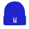 LOVE" Dog Paw Prints Warm Knit Hat Beanie, Animal Woman Cap Lightweight Cuff Stylish Headwear Knitted Cap Beanie