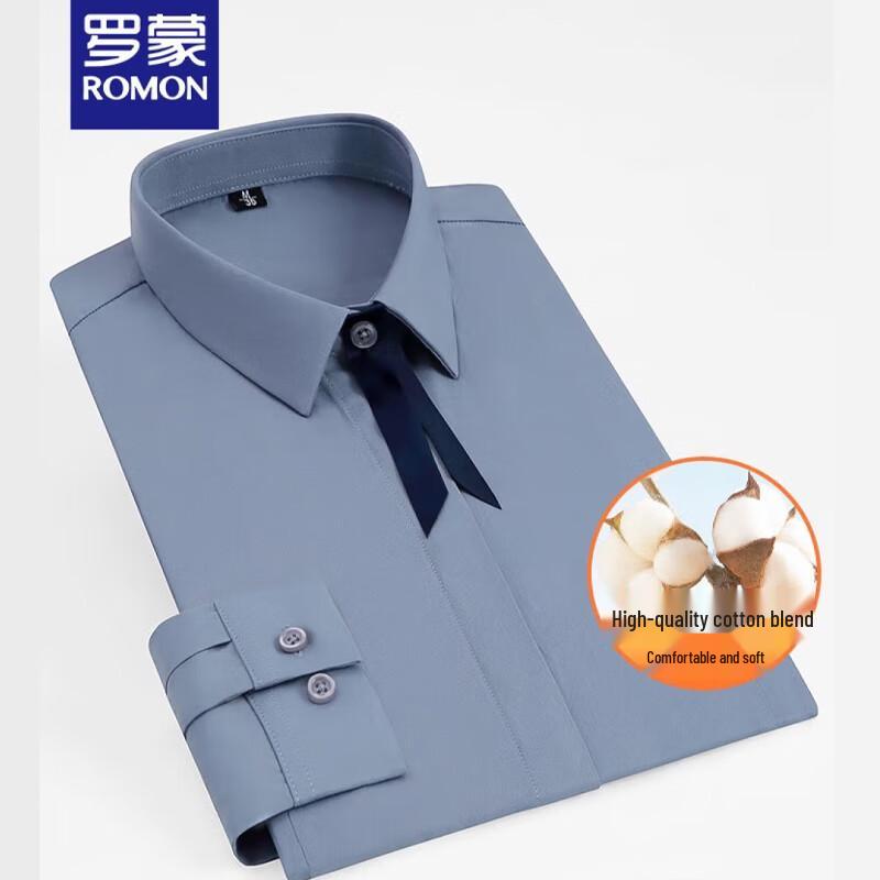 ROMON Women's Elegant Solid Long Sleeve Shirt
