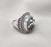 Raw Pyrite Statement Ring: Beaded 925 Sterling Silver Boho Jewelry