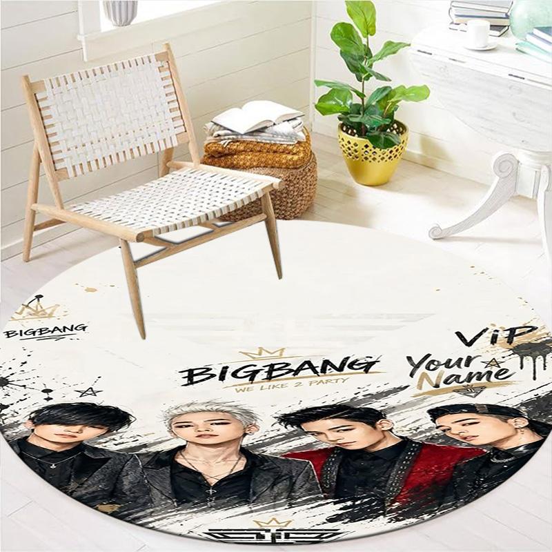 Ковер с музыкой Bigbang, с индивидуальным именем, круглый, для гостиной, спальни, дивана, игровой комнаты, Декор, противоскользящий коврик
