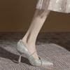 Women's Fashion Luxury Rhinestone Pumps Women New Spring Silver High Heel Sexy Pointed Pumps Elegant Party Ladies Wedding Shoes