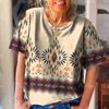 Retro Women's T Shirt Ethnic Pattern Print Summer Short Sleeve Oversized Clothing Street Casual O Neck Pullover Female T-Shirts