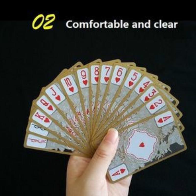 Кристаллические карты покера ПВК с покерными картами золотой границы роскошными прозрачными водоустойчивыми Вашабле
