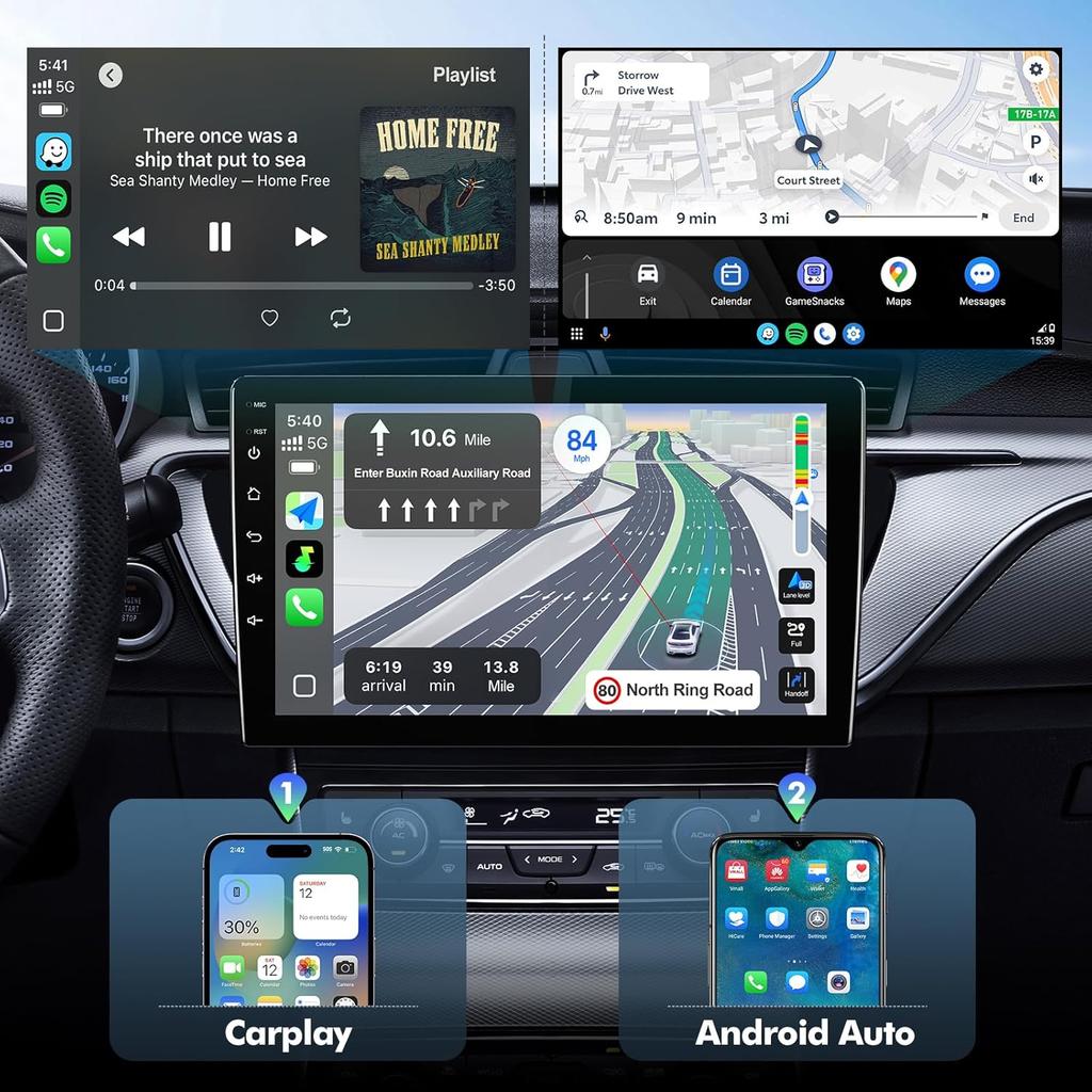 9-дюймовая IPS-сенсорная автомагнитола на Android 13 для Honda CR-V 2007-2011 с беспроводным CarPlay и Android Auto, GPS, WiFi, Bluetooth