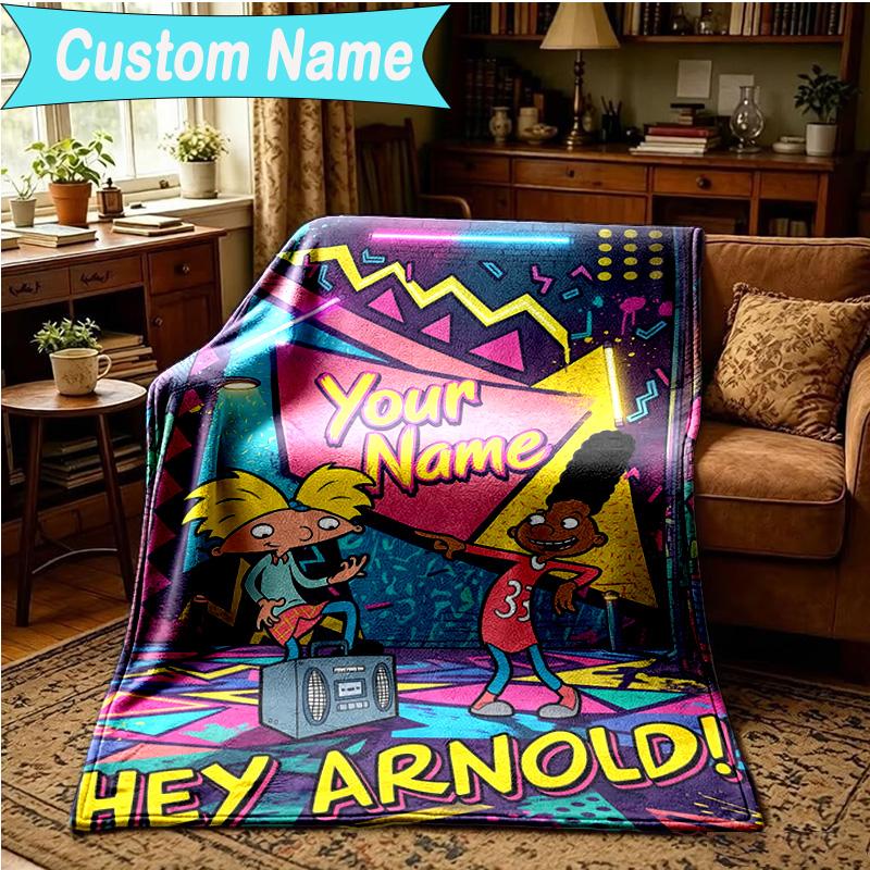 1PC Custom Name Blanket Arnold Adventure Awaits Flannel blankets Patterns Throw Blanket All-Season Soft Gift for Couch, Bed, Camping, Birthday gifts