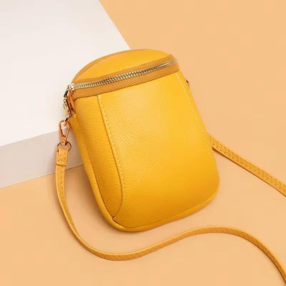 Стильная высококачественная мягкая кожаная мини-сумка для мобильного телефона с косой текстурой и кожаной верхней частью для женщин