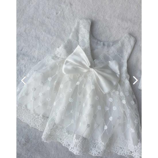Белое свадебное платье для новорожденных девочек, платье Mevlüt с колготками, подарок ребенку