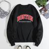 Autumn Letter "Boston International" Printed Hoodies Fashionable Casual Classic Sports Long Sleeved Women's Hoodies