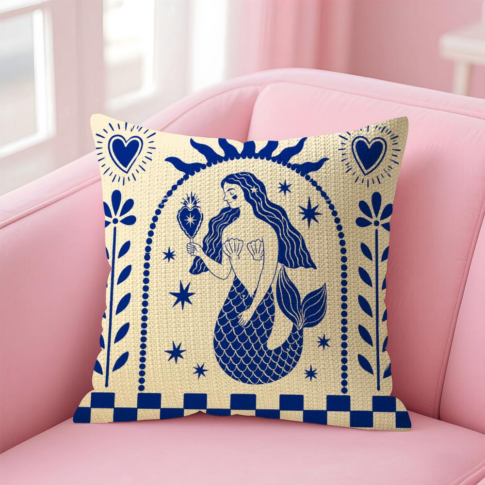 Nordic Boho Sun Leopard Palm Cushion Cover Natural Linen Organic Fabric DoubleSided Printing Sofa Home Decor Gift Pillow Case