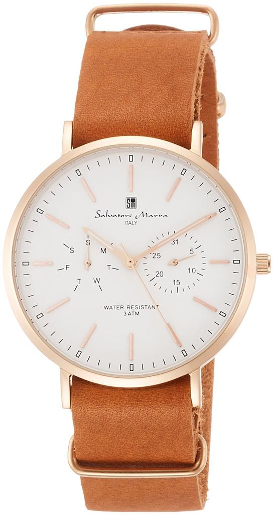 Salvatore Marra Тонкие Официально Импортированные Мужские Часы с Мультикалендарем, Тип, SM15117-PGWHPG, Коричневые,