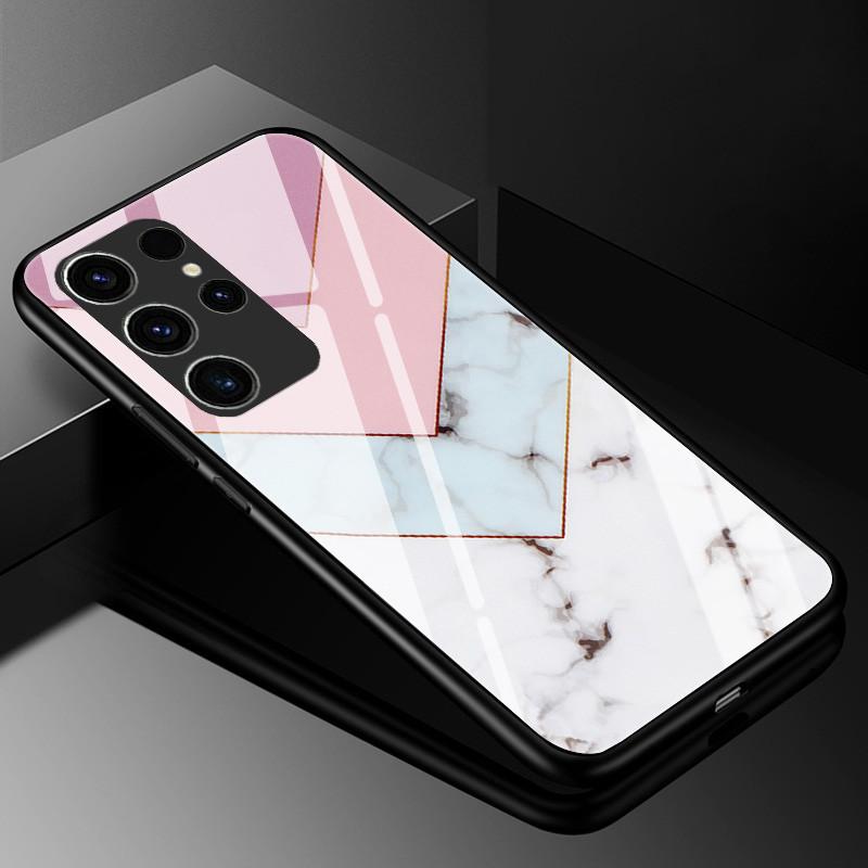 Мраморный чехол из закаленного стекла для Samsung Galaxy S23 Ultra 5G, модная стеклянная задняя крышка для Samsung S23 Plus / S23 Ultra