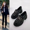 Woman Pumps Loafers Cute Platform Shoes for Women Leather Casual Block Heel Round Toe Chunky Heels Shoe