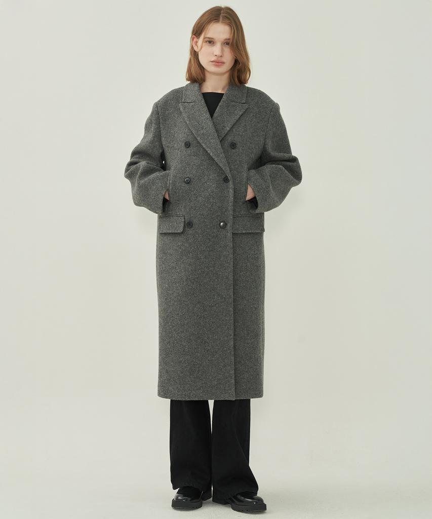 MOTT Wool Double Long Coat - Gray
