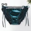 Women Panties Lace Patchwork Lace Up Seamless Satin Breathable Anti Septic Mid Waist Soft Shirring Intimate Underpants Lady Underwear