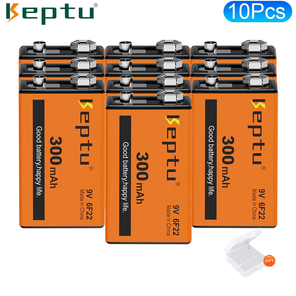 KEPTU 9V 300mAh долговечные аккумуляторные батареи для беспроводных микрофонов, гитар и дымовых извещателей