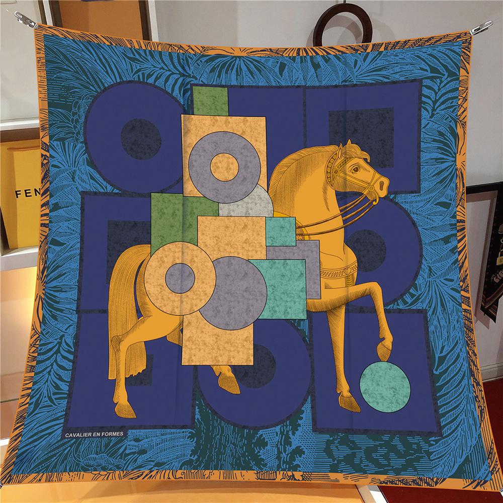 Luxury Fashion Twill Silk Scarf for Women French Dots Horse Wraps Headband Shawl Stoles Hijab Lady Square Foulard Bandana