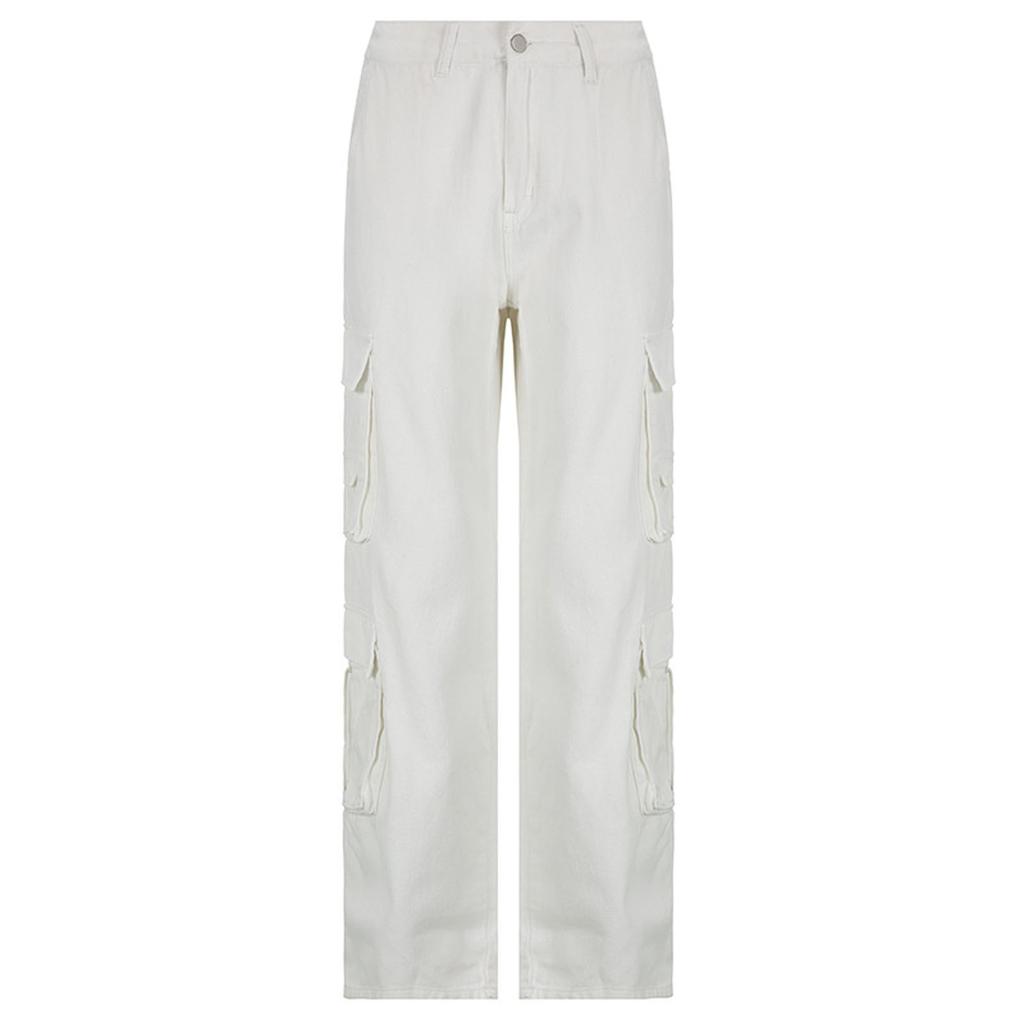 Женские мешковатые брюки-карго, спортивные штаны в стиле хип-хоп, повседневные свободные широкие брюки, джинсы с высокой талией