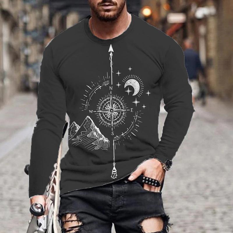 Spring Autumn Men Casual 3D Digital Print Hip Hop T Shirt Men Sport Long Sleeve Round Neck Fitness Tops T Shirt