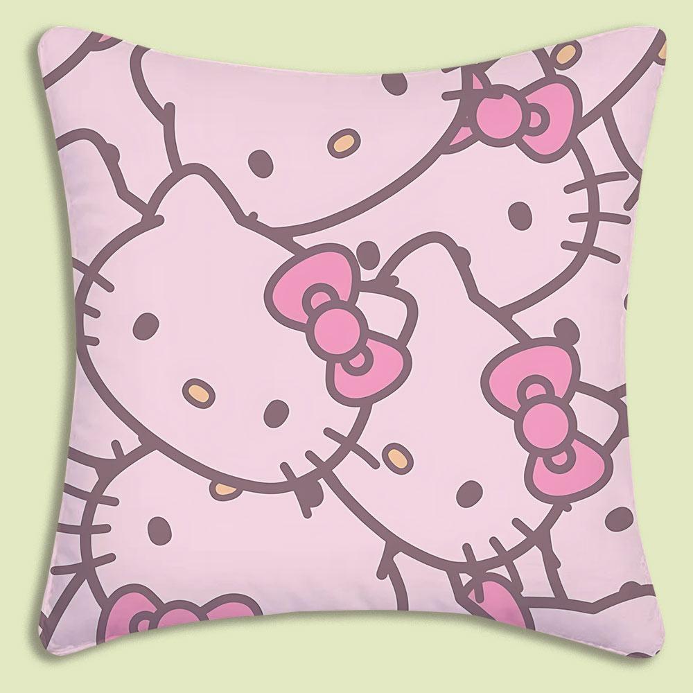Cartoon Cute Hello Kitty Pillow Covers Cartoon Sofa Decorative Home Double-Sided Printing Short Plush Cute Cushion Cover