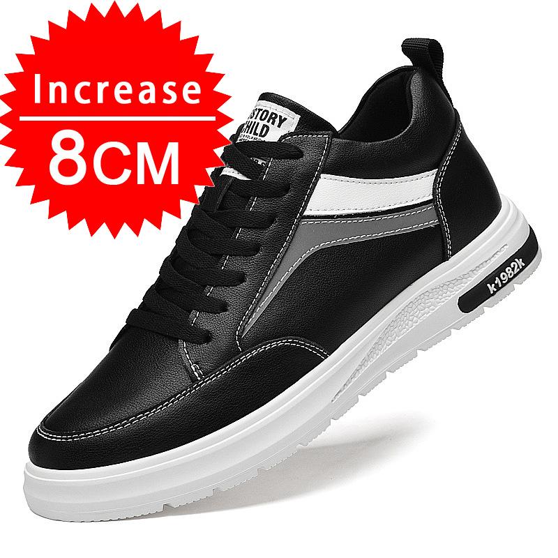 Fashion New Men's Height-increasing Sports Shoes with an Inner Height of 8 Cm, Casual Shoes for Men, Genuine Leather Elevator Shoes